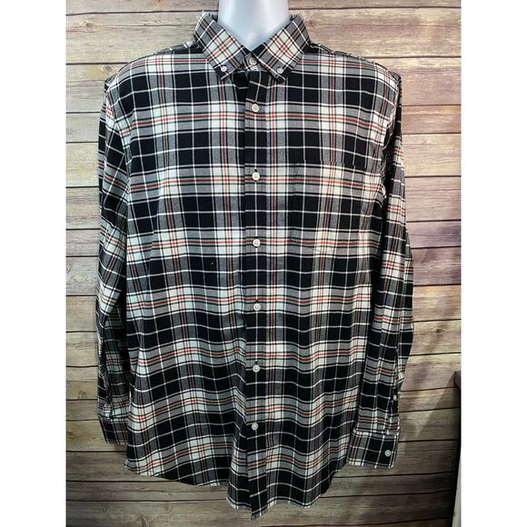 St Johns Bay Mens Large Plaid Shirt Classic Comfort Flex Long Sleeve No Tuck - Picture 1 of 7